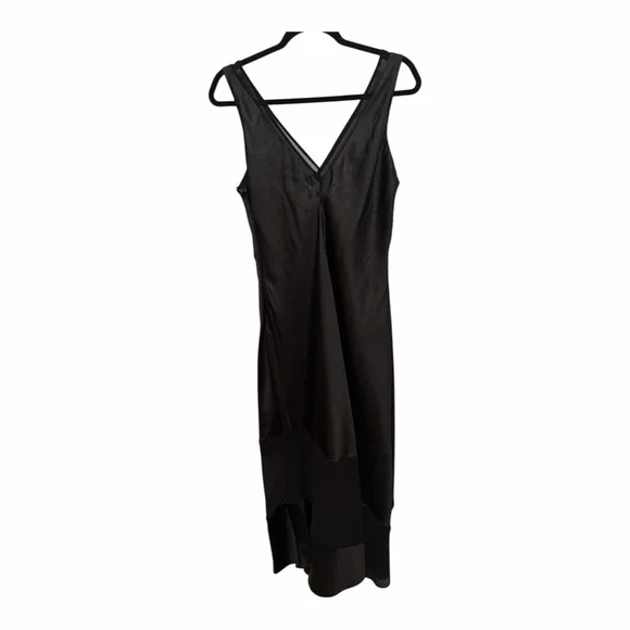 DKNY black satin midi slip dress sleeveless size 8 NEW - Picture 6 of 11